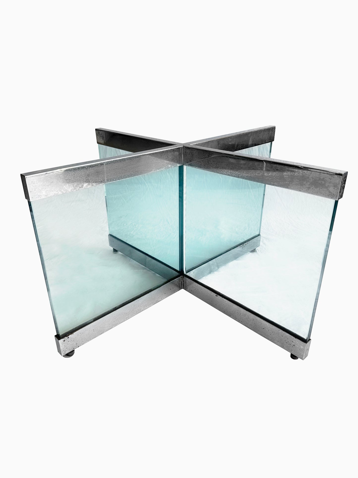 Steve Chase Crackled Glass Top Coffee Table