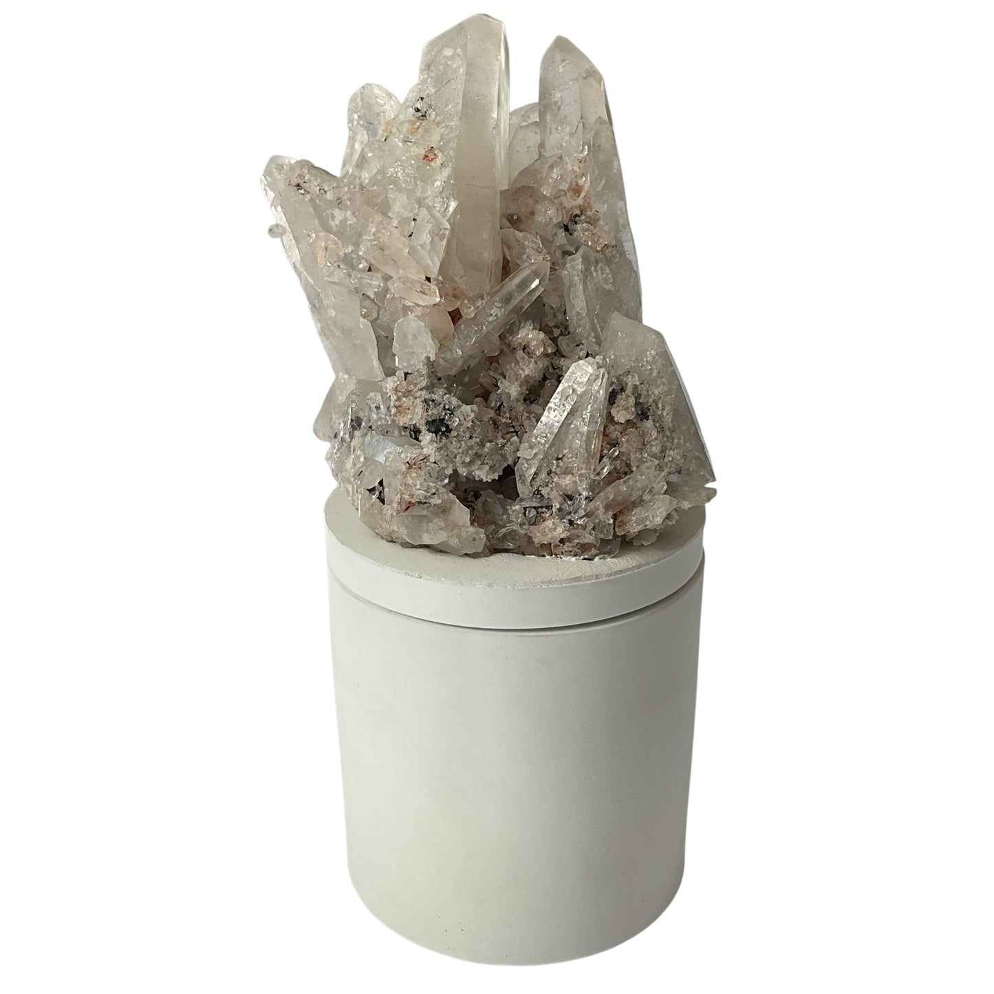 Quartz Crystal Generator Cluster Lid Gardenia Candle