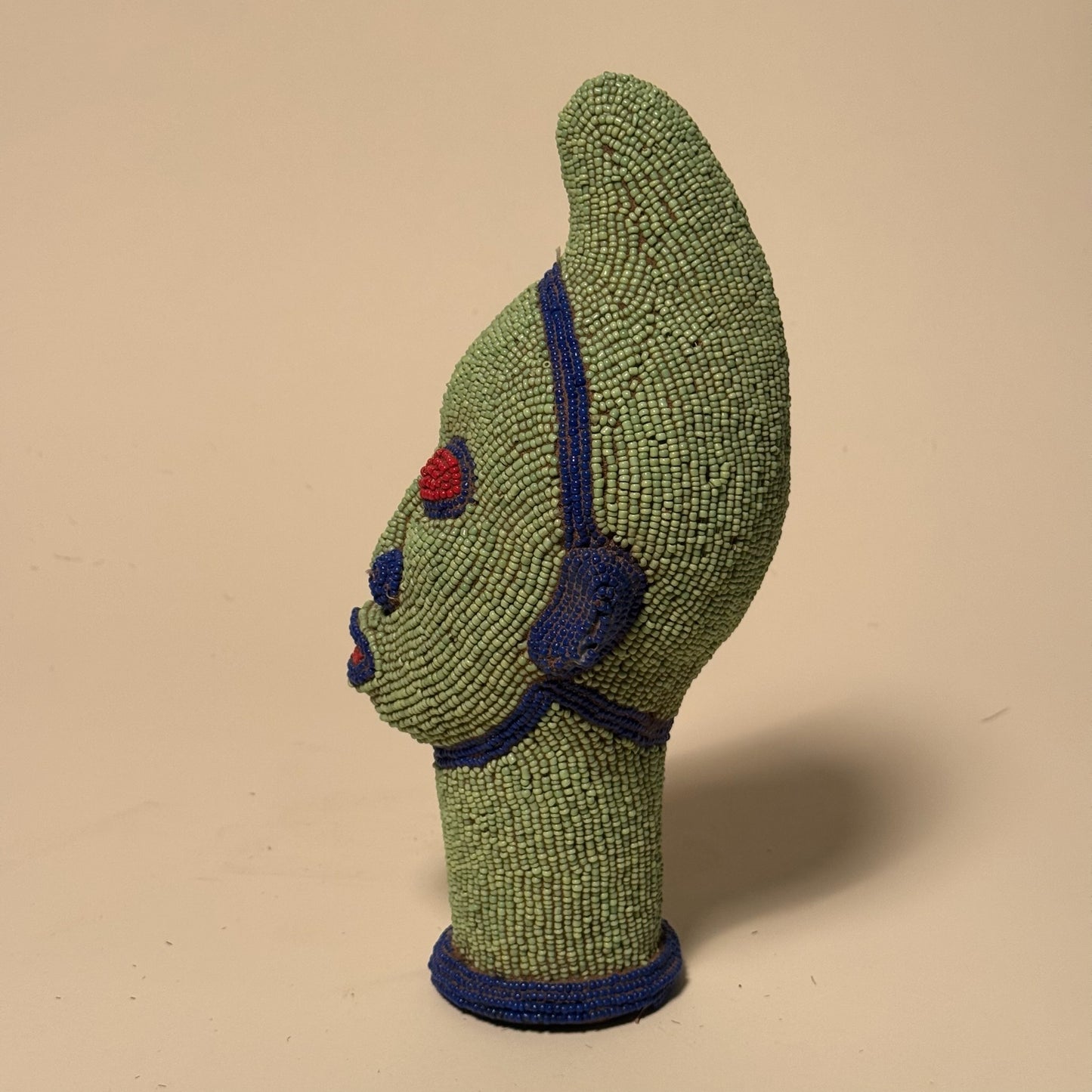 Ife Tribe Hand Beaded Vintage Head Sculptures Green Blue