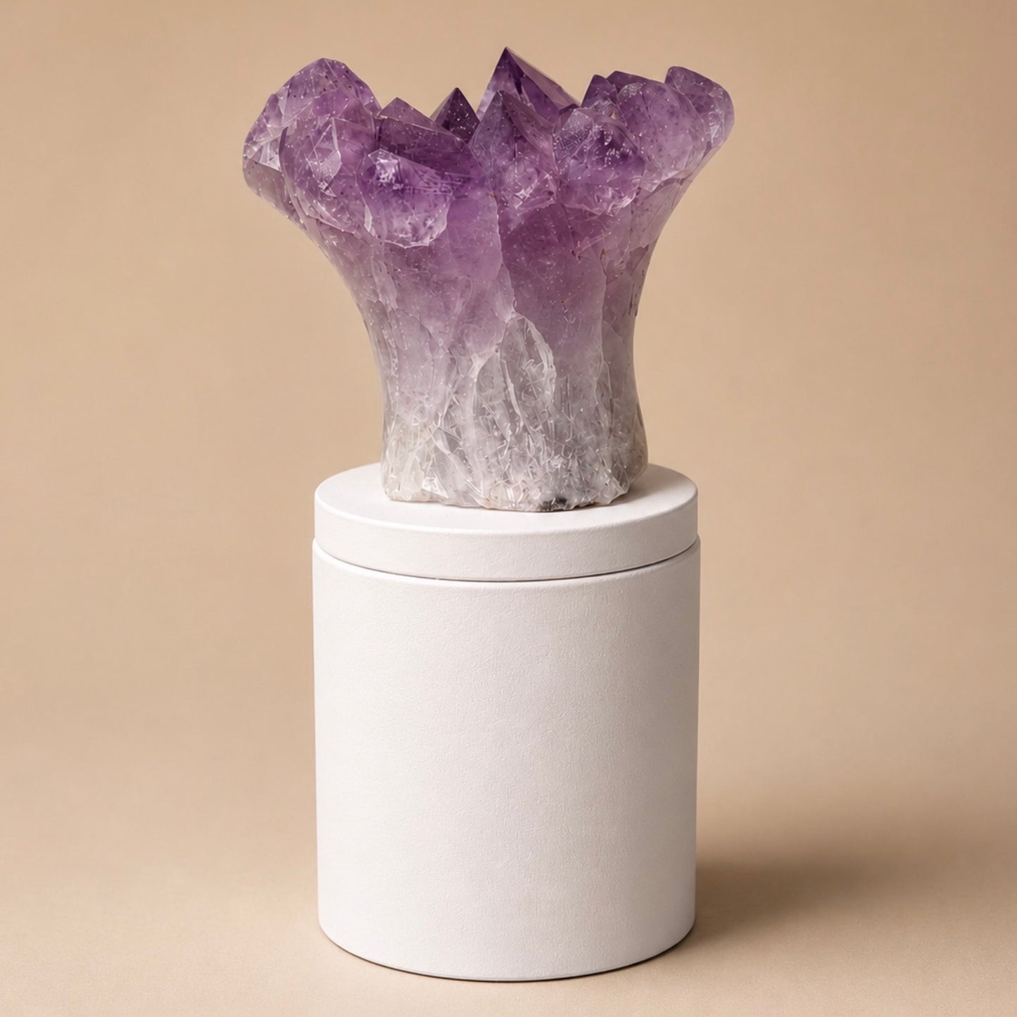 Amethyst Flower Cluster Crystal Lid Gardenia Candle #1
