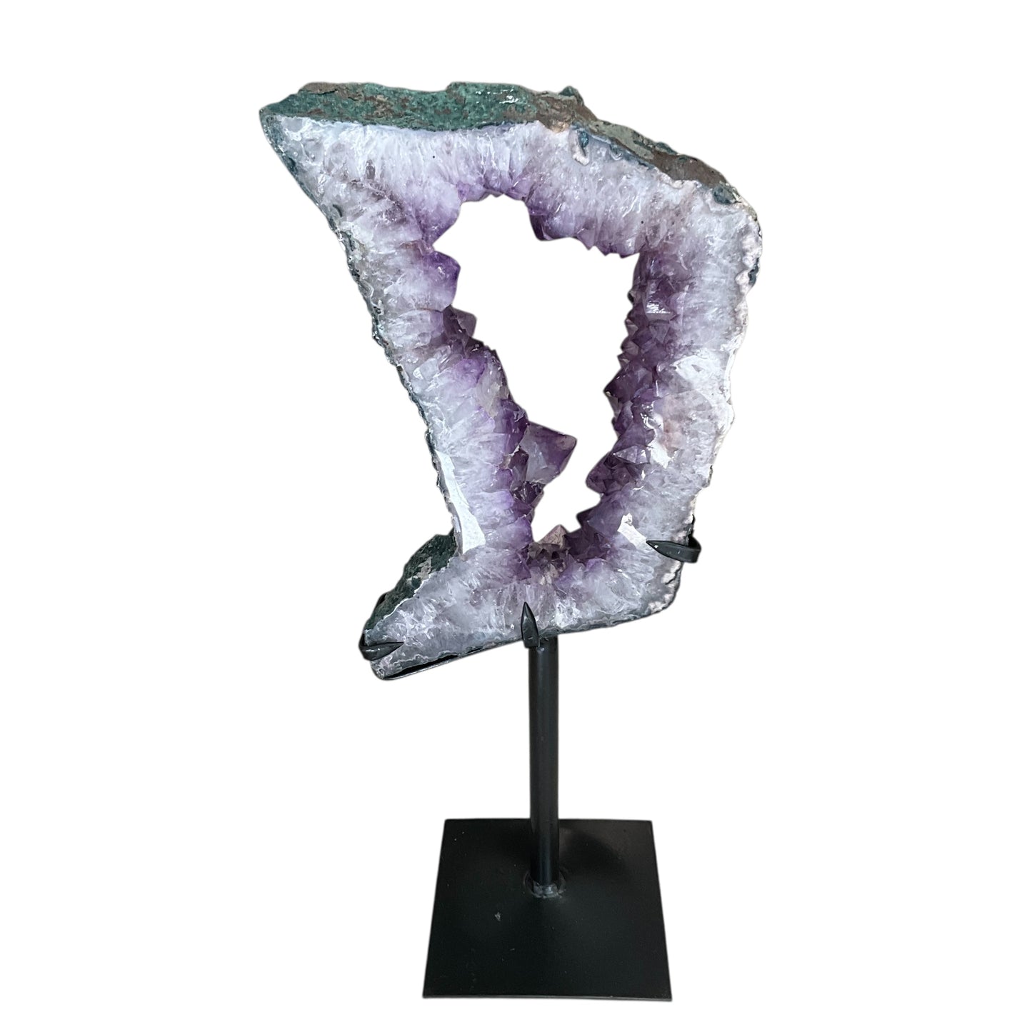 Amethyst Crystal Cut Out on Metal Stand