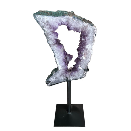 Amethyst Crystal Cut Out on Metal Stand
