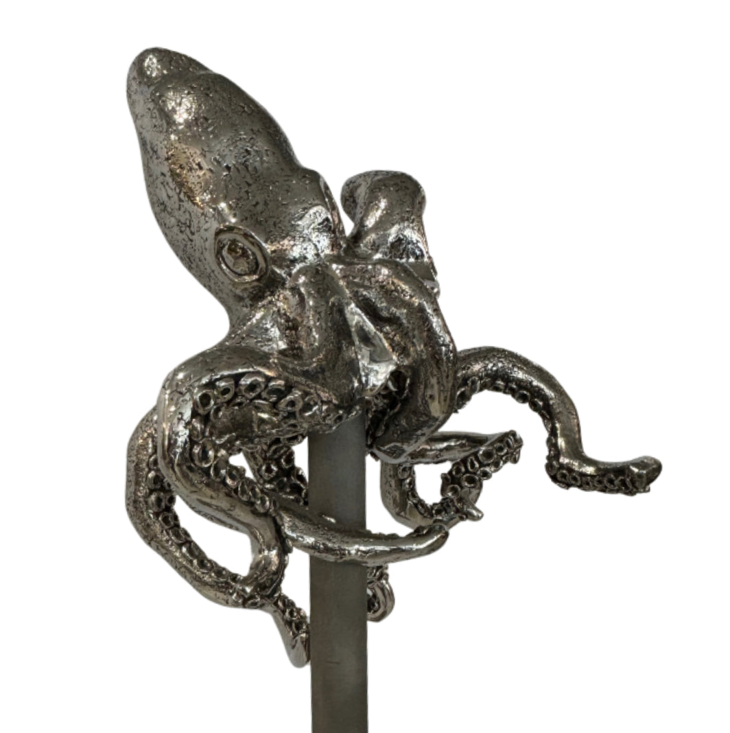 Stainless Steel Octopus Sculpture on Steel Stand