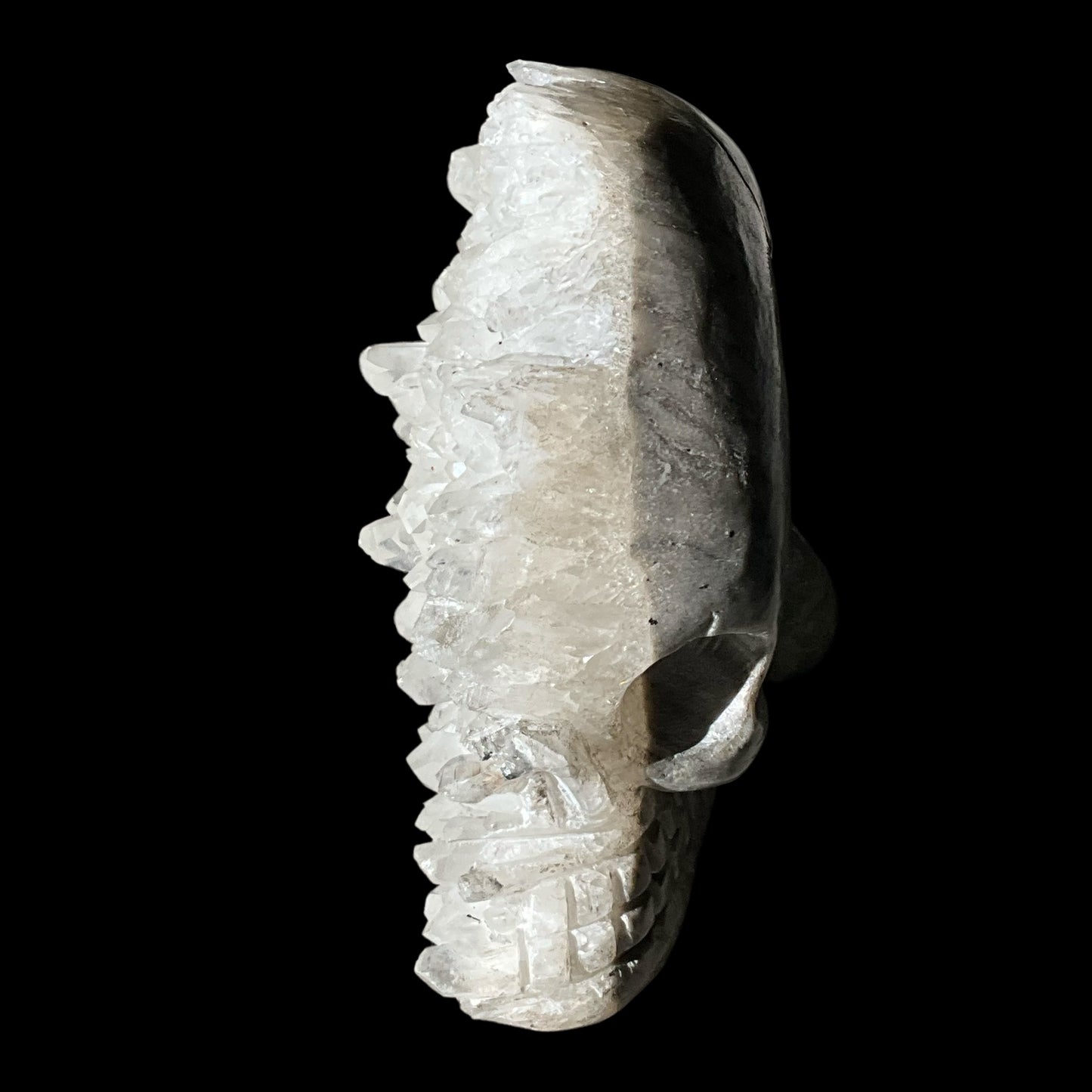 Hand Carved Quartz Crystal Skull with Generators