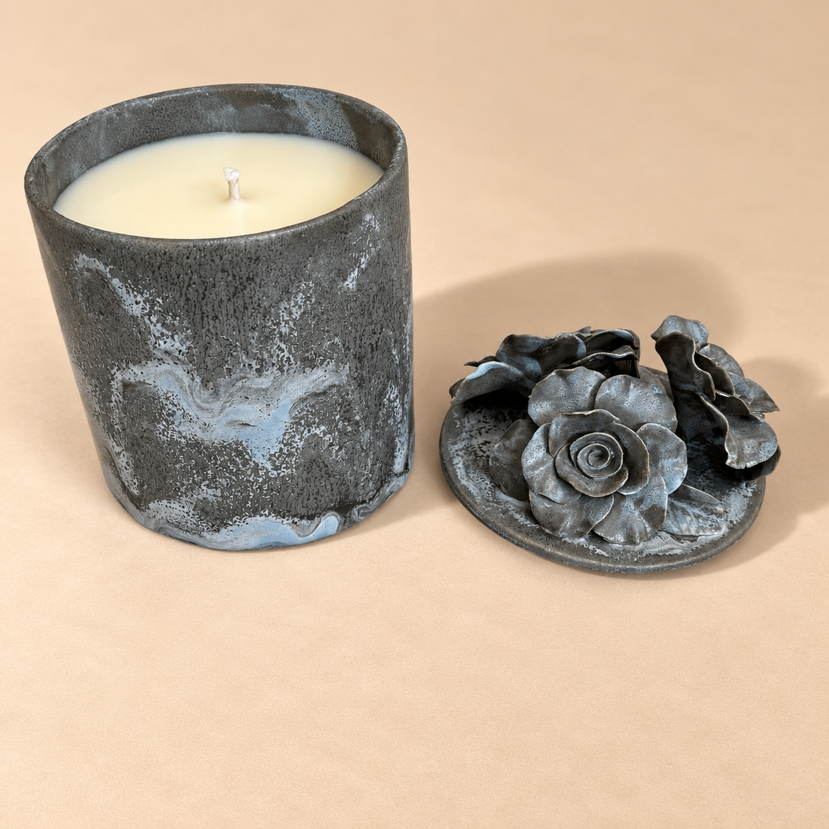 Hand-Crafted Triple Gardenia Flower Ceramic Gardenia Candle 24 oz