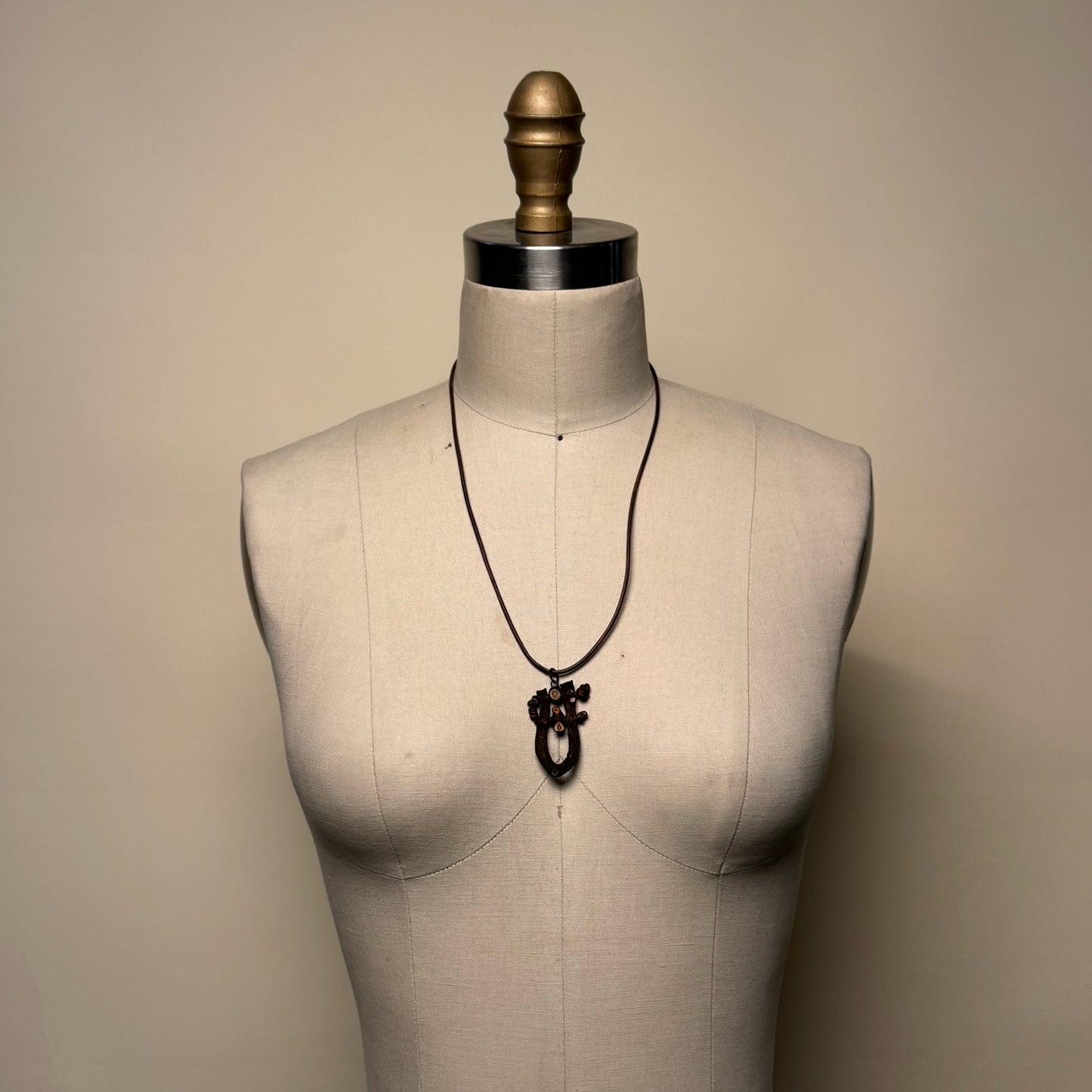 Hand Made Kelp Charm on Leather necklace