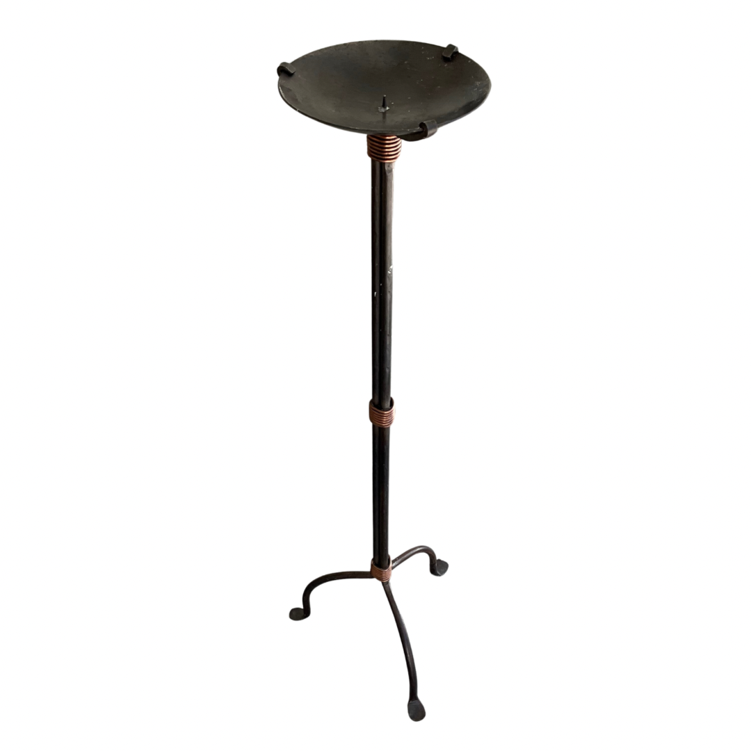 Iron & Copper Floor Standing Candle Holder