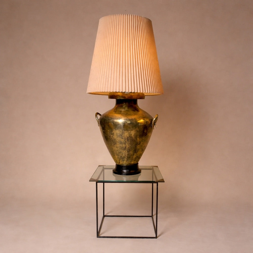Vintage Hammered Brass Urn Motif Table Lamp