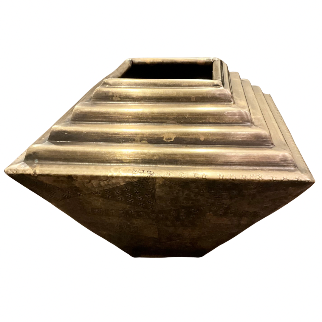 Step Pyramid Vintage Dry Vase or Planter