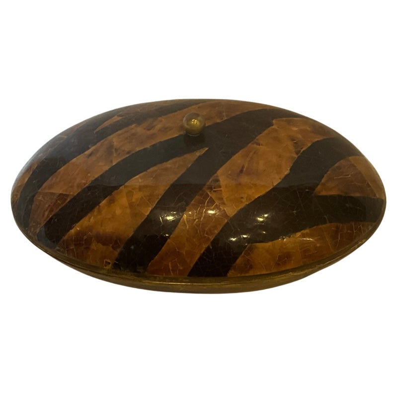 Maitland Smith Oval Tessellated Coconut Shell Box