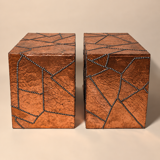 Pair of Copper Pedestals with Rivets