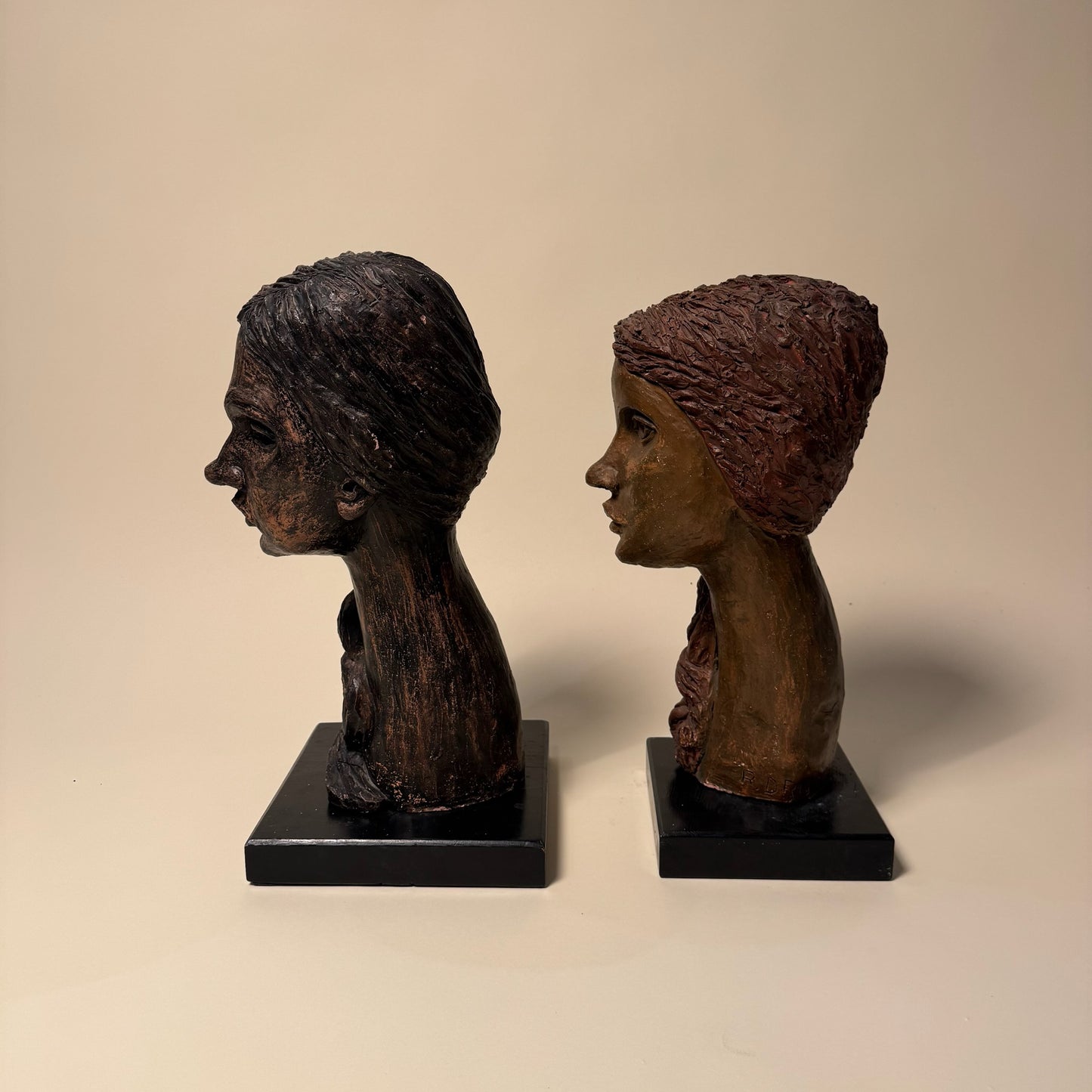 1960s Artisanal Ceramic Pair of Heads