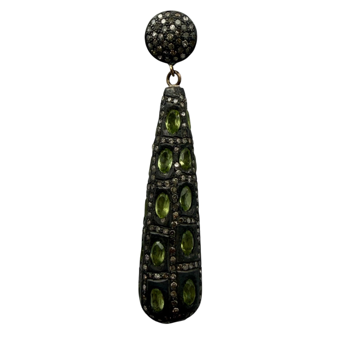 Peridot & Diamonds Conical Shaped Earrings