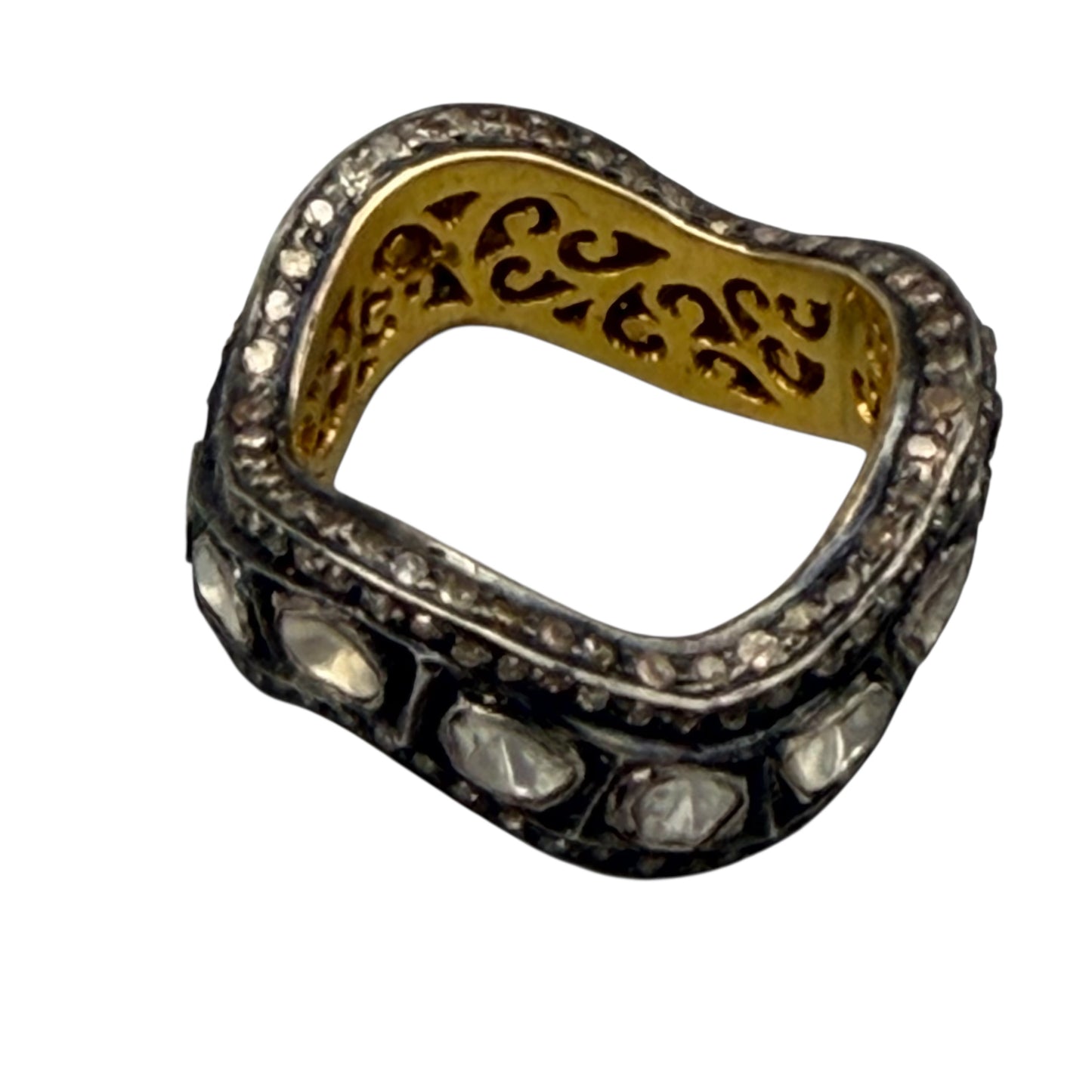 14 Raw Cut Diamonds Wavy Ring Band