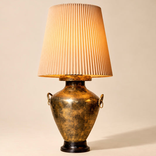 Vintage Hammered Brass Urn Motif Table Lamp
