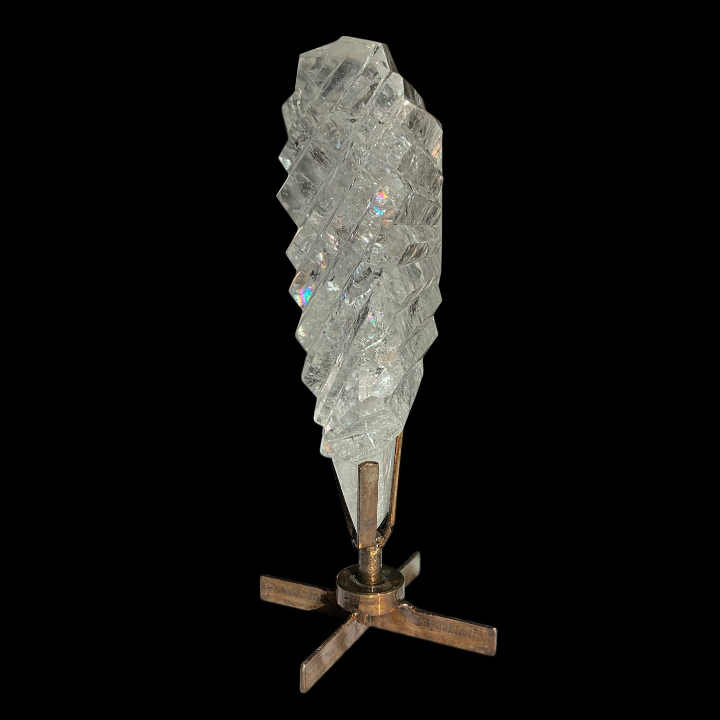 Large Polished Quartz Crystal on Spinning Stand
