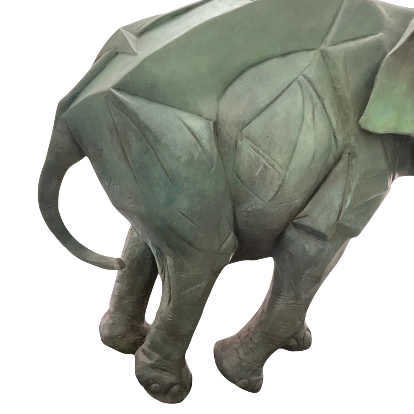 Cubist Patinated Bronze Elephant Sculpture