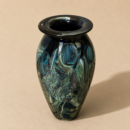 Glass Abstract Peacock Vase by Robert Eickholt