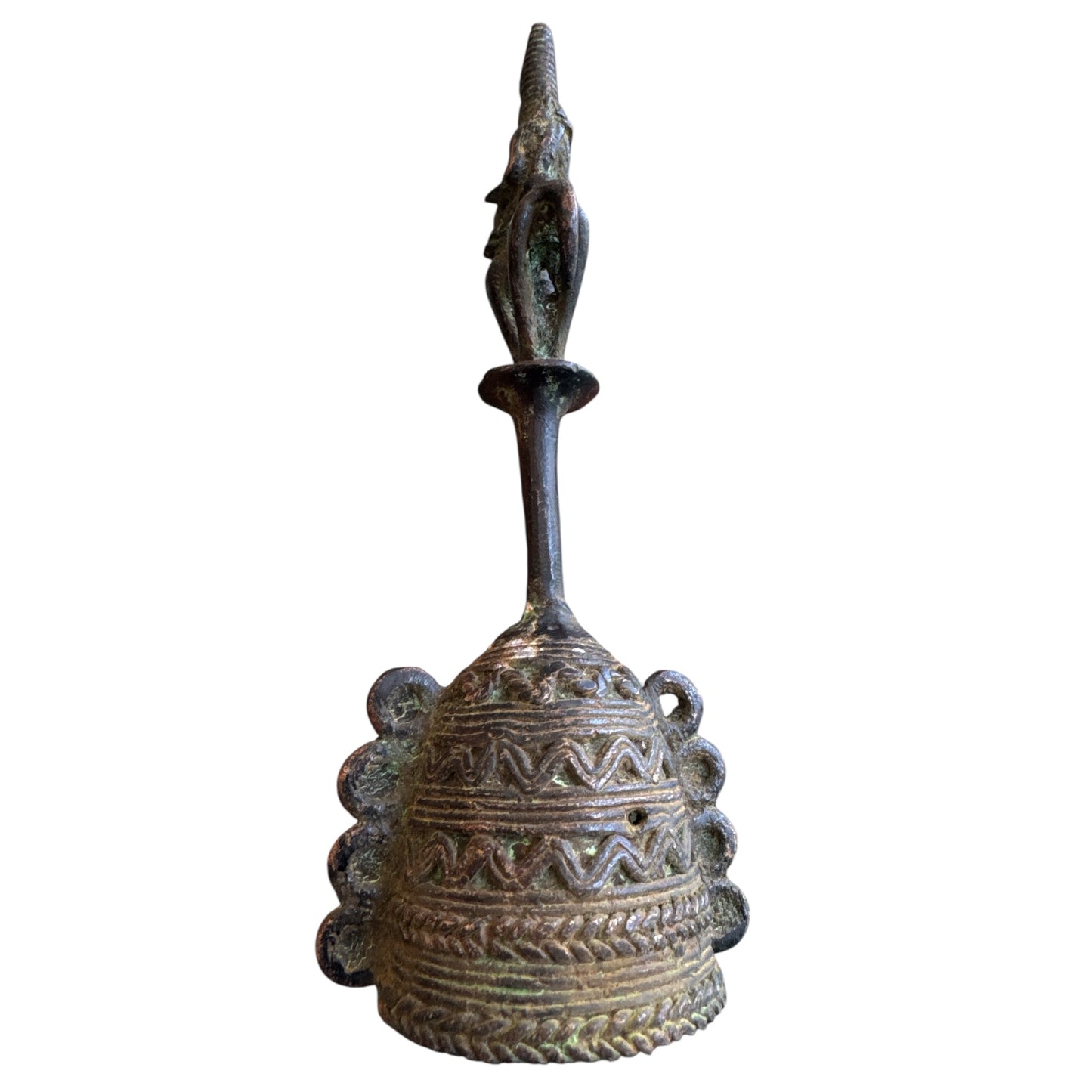 Benin Bronze Bell Warrior Bell 4 Circles on Side