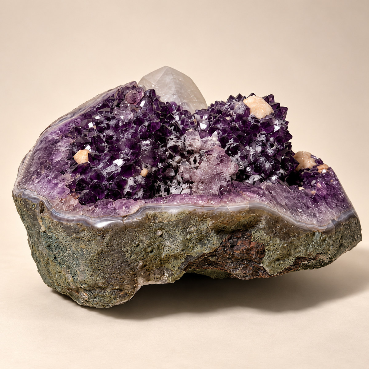 Amethyst with Calcite & Quartz Abstract Crystal Cluster