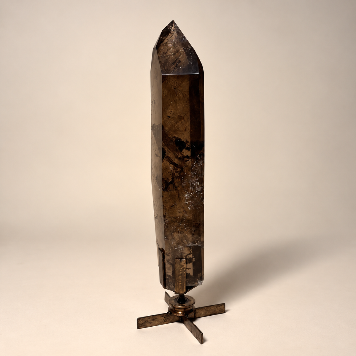 Smokey Quartz Crystal Generator On Rotating Base