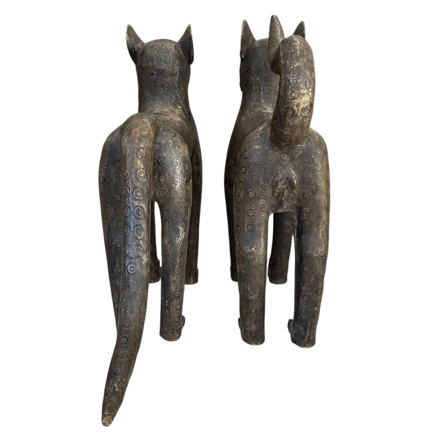 Pair of Benin Bronze Leopards 200+ Years Old