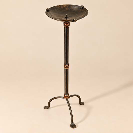 Iron & Copper Floor Standing Candle Holder