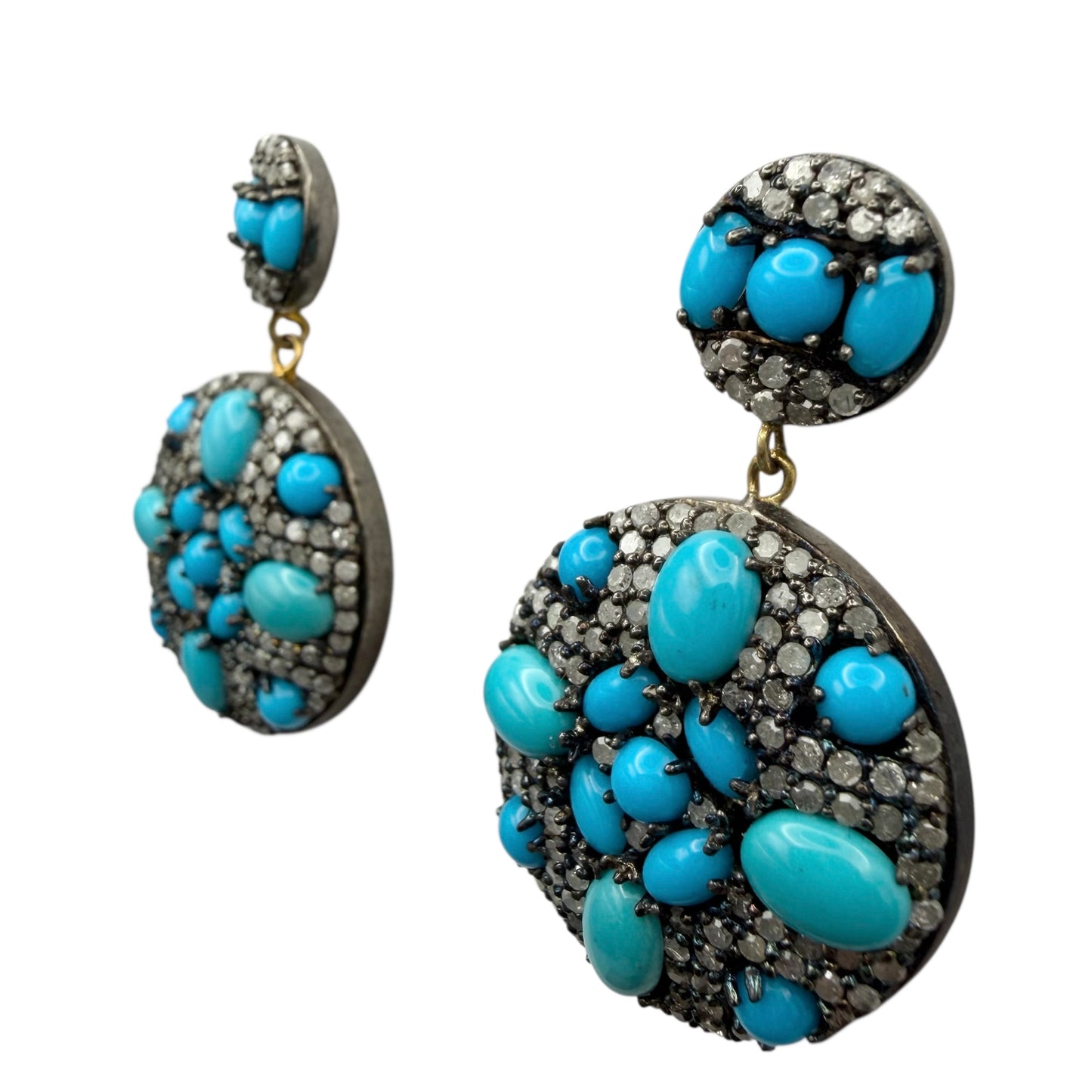 Multiple Turquoise & Diamond 2 Part Earrings