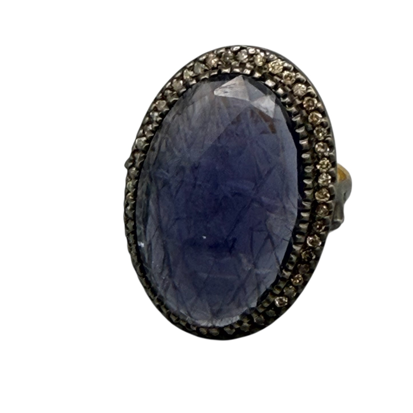 Faceted Oval Amethyst Ring with Diamonds