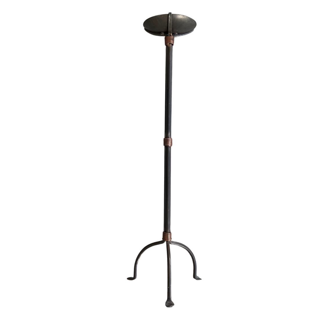 Iron & Copper Floor Standing Candle Holder