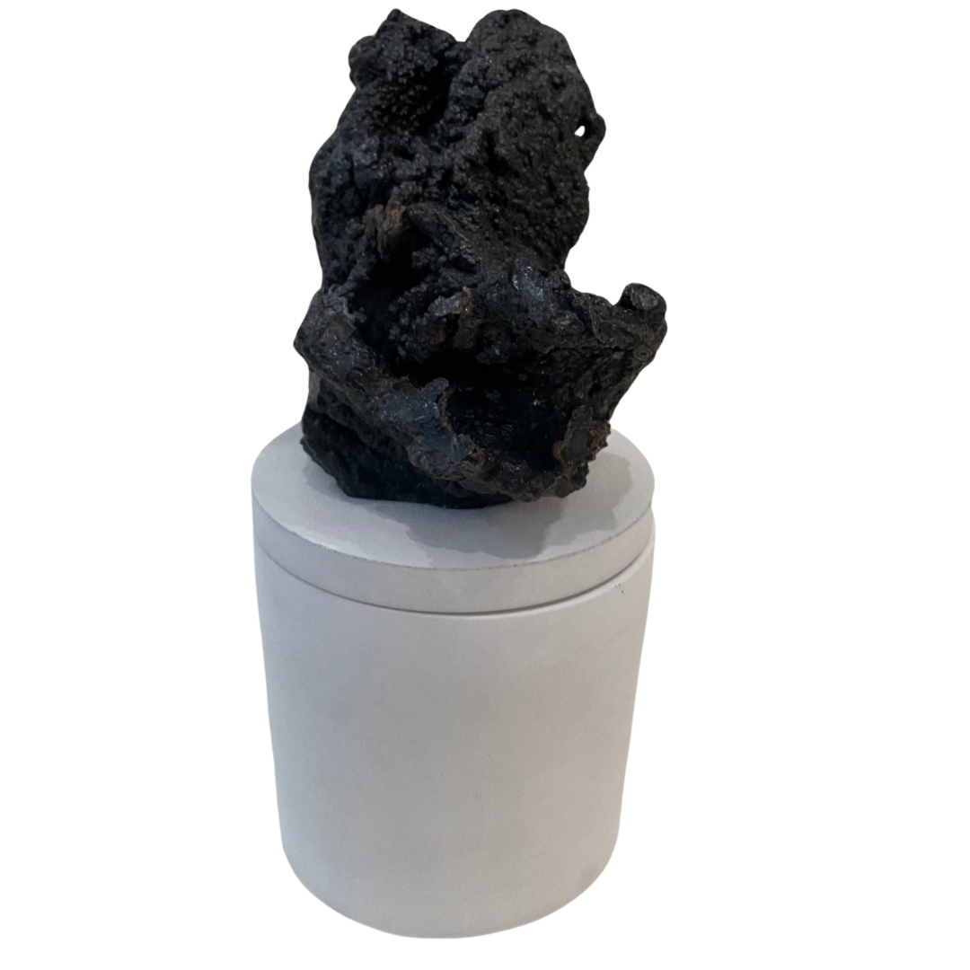 Abstract Black Jasper Lid Gardenia Candle