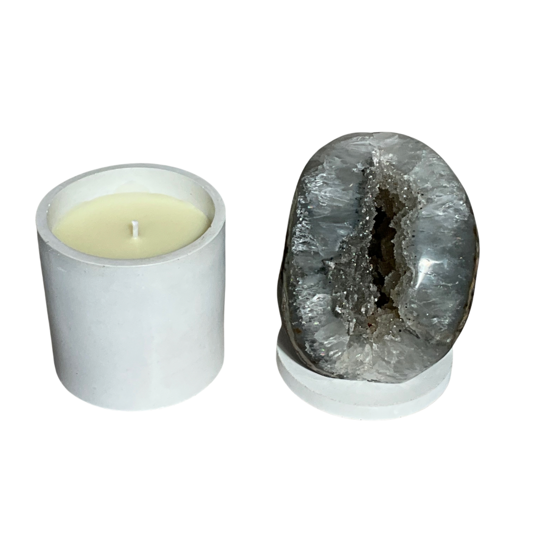 Agate Geode Lid Gardenia Candle