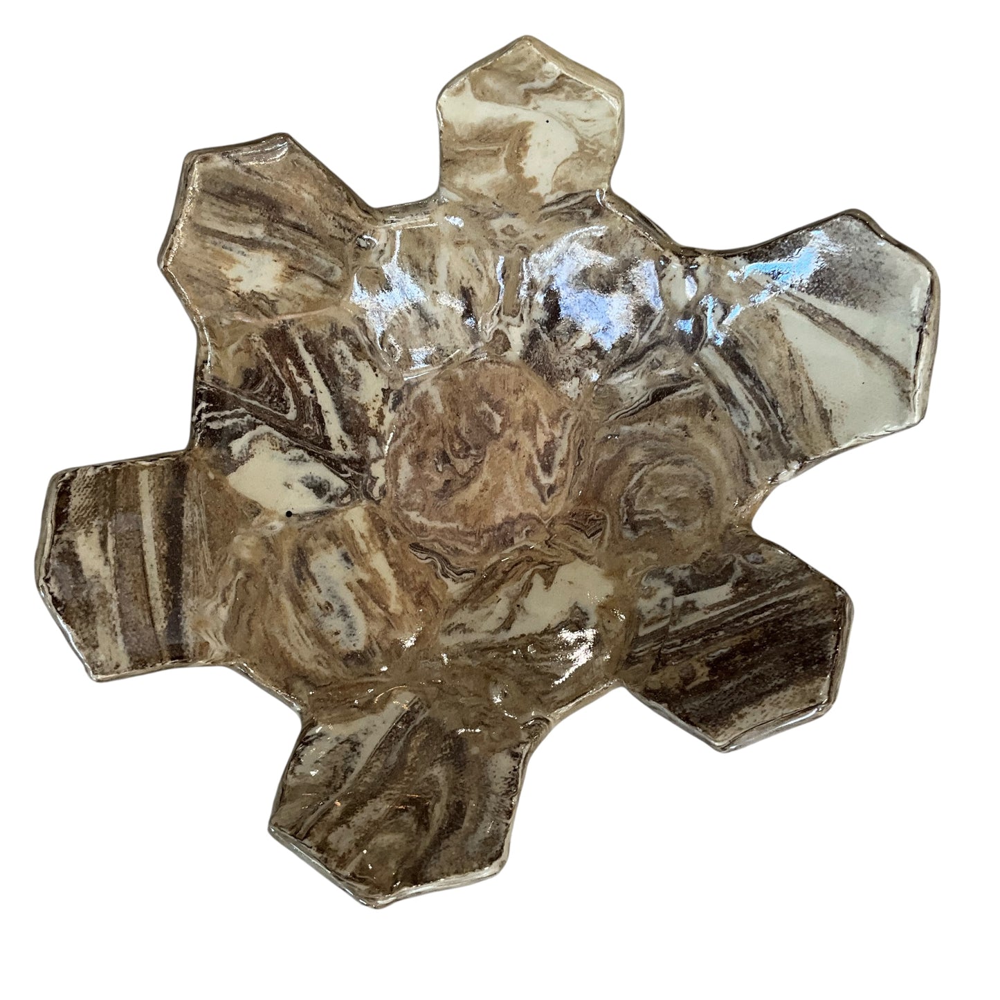 Vintage Abstract Glazed Pottery Ashtray