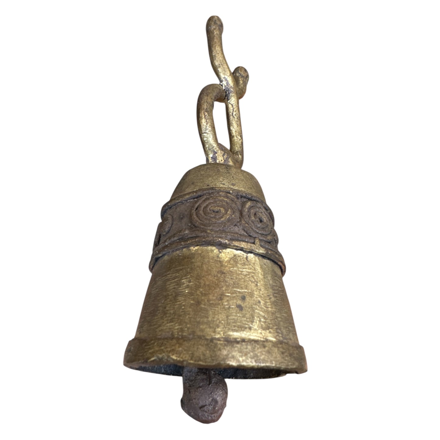 Benin Bronze Bell Loop Circle of Life on Sides Loop