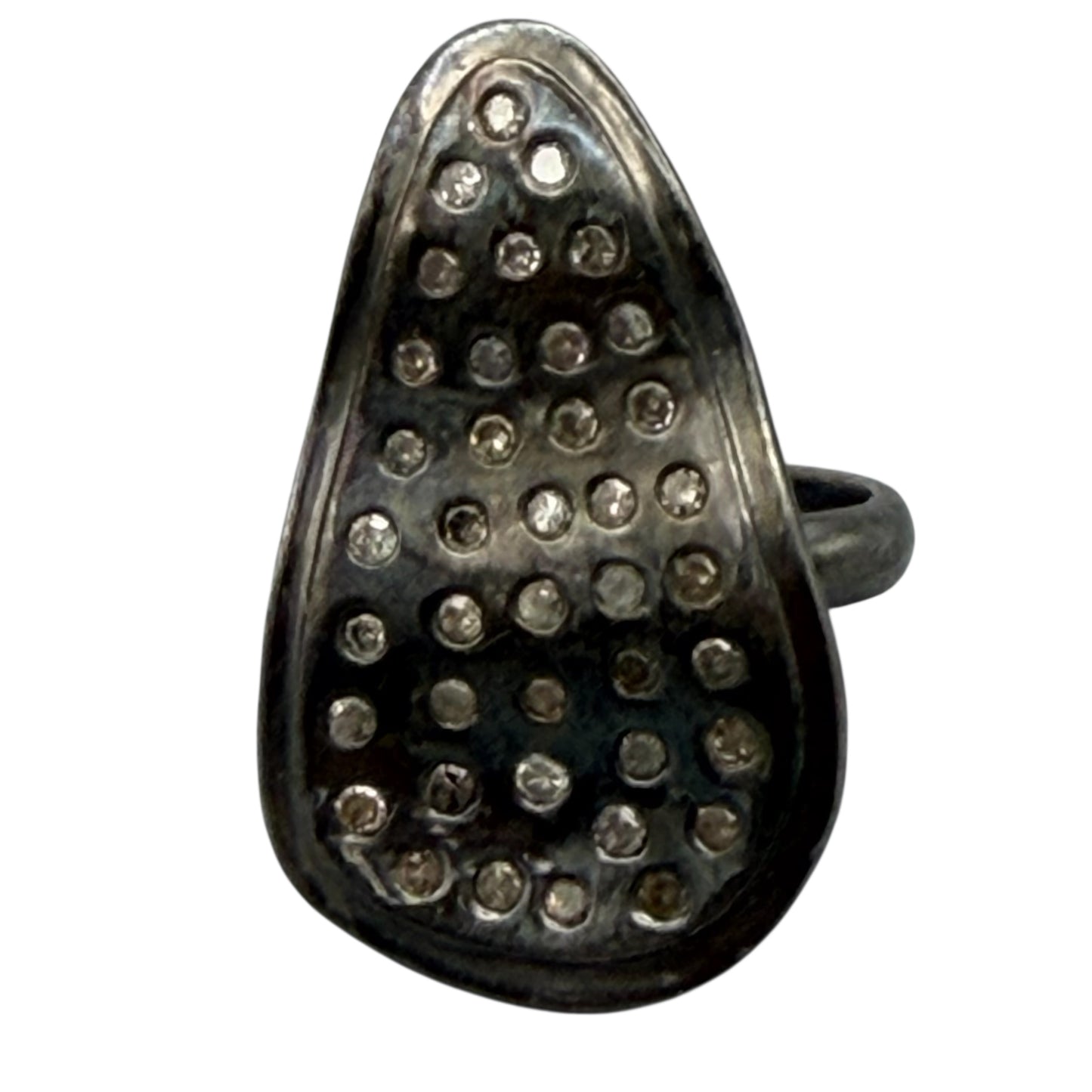 Abstract Sterling Silver & Diamonds Ring