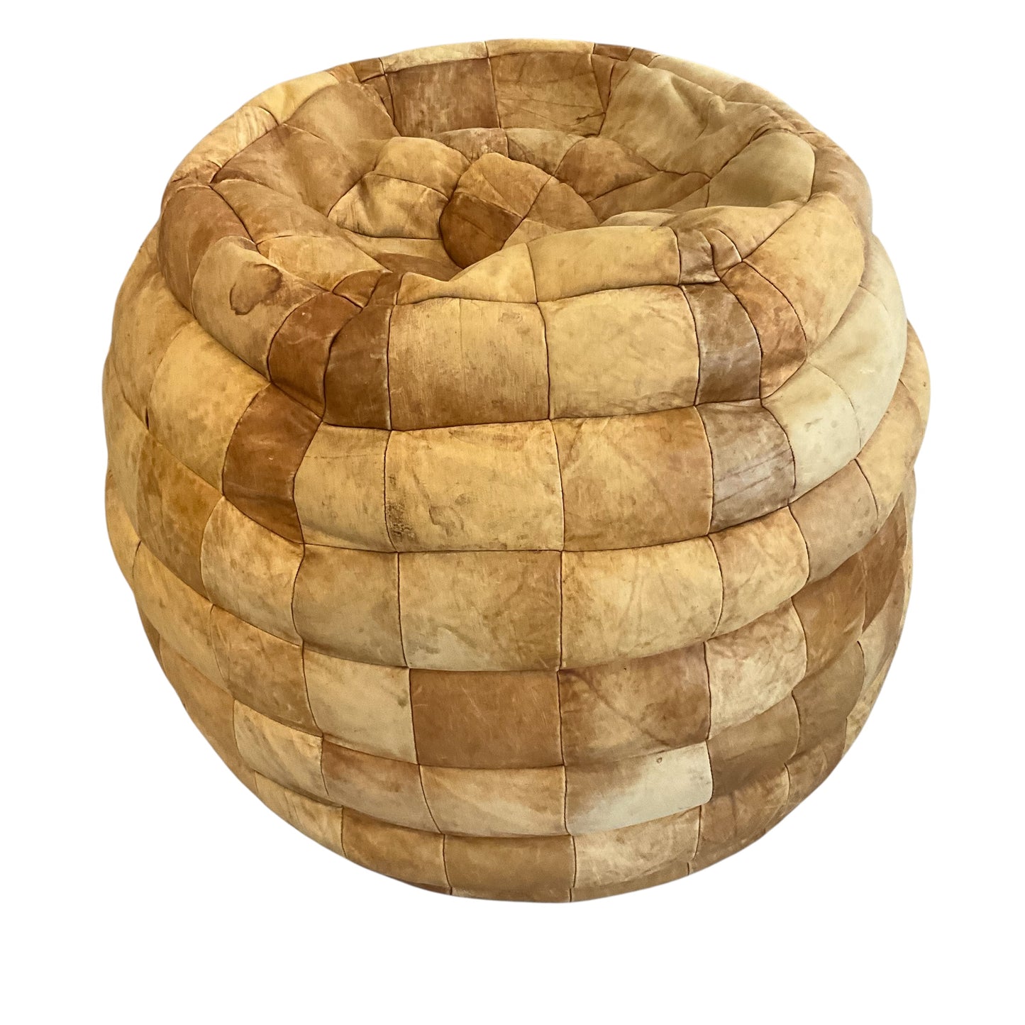 De Sede 1970's Leather Patchwork Pouf / Ottoman / Lounger
