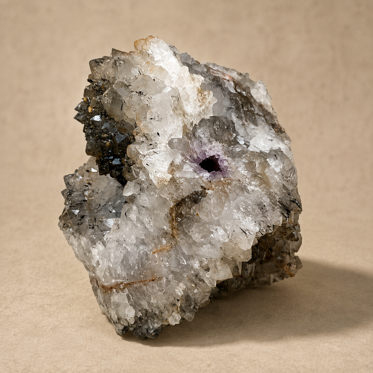 Abstract Quartz Crystal with Manganese Free-Standing Cluster