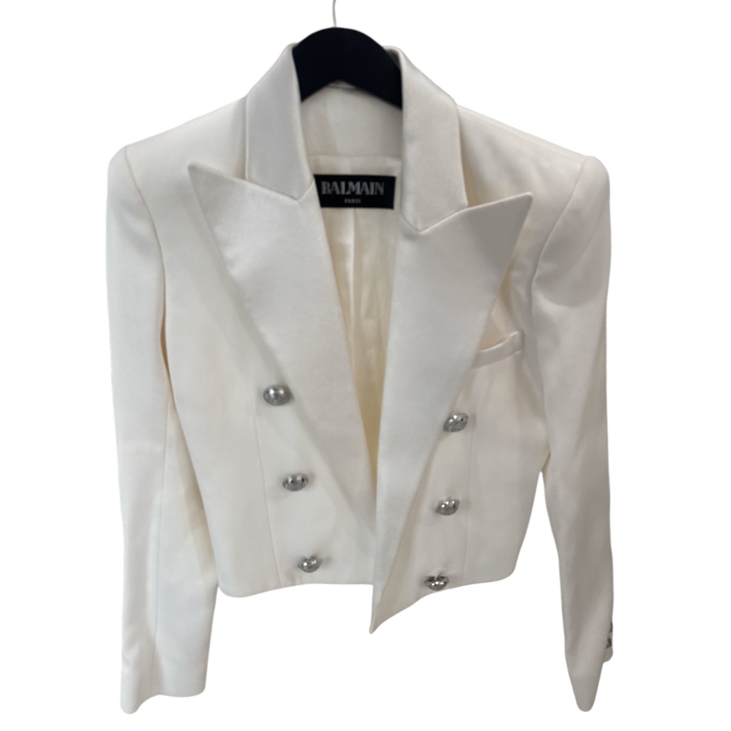 Balmain White Cropped Blazer