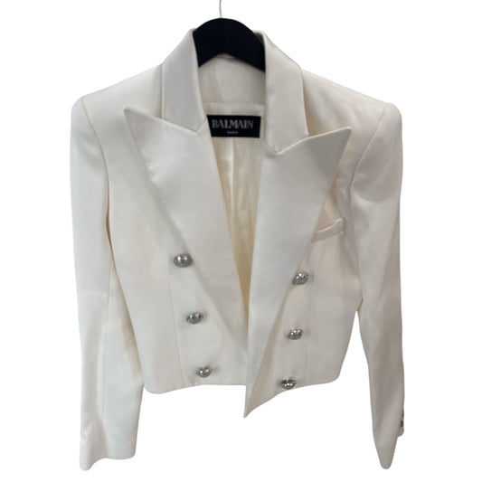 Balmain White Cropped Blazer