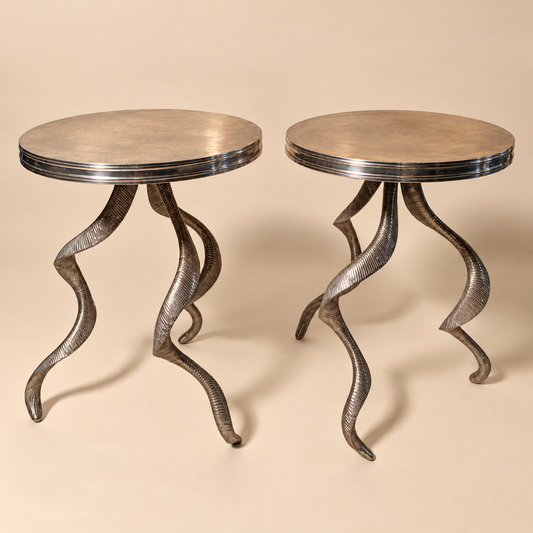 Pair of Arthur Court Gueridon Aluminum Tables