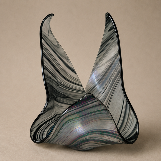 Vintage Folded Handkerchief Asymmetrical Iridescent Vase