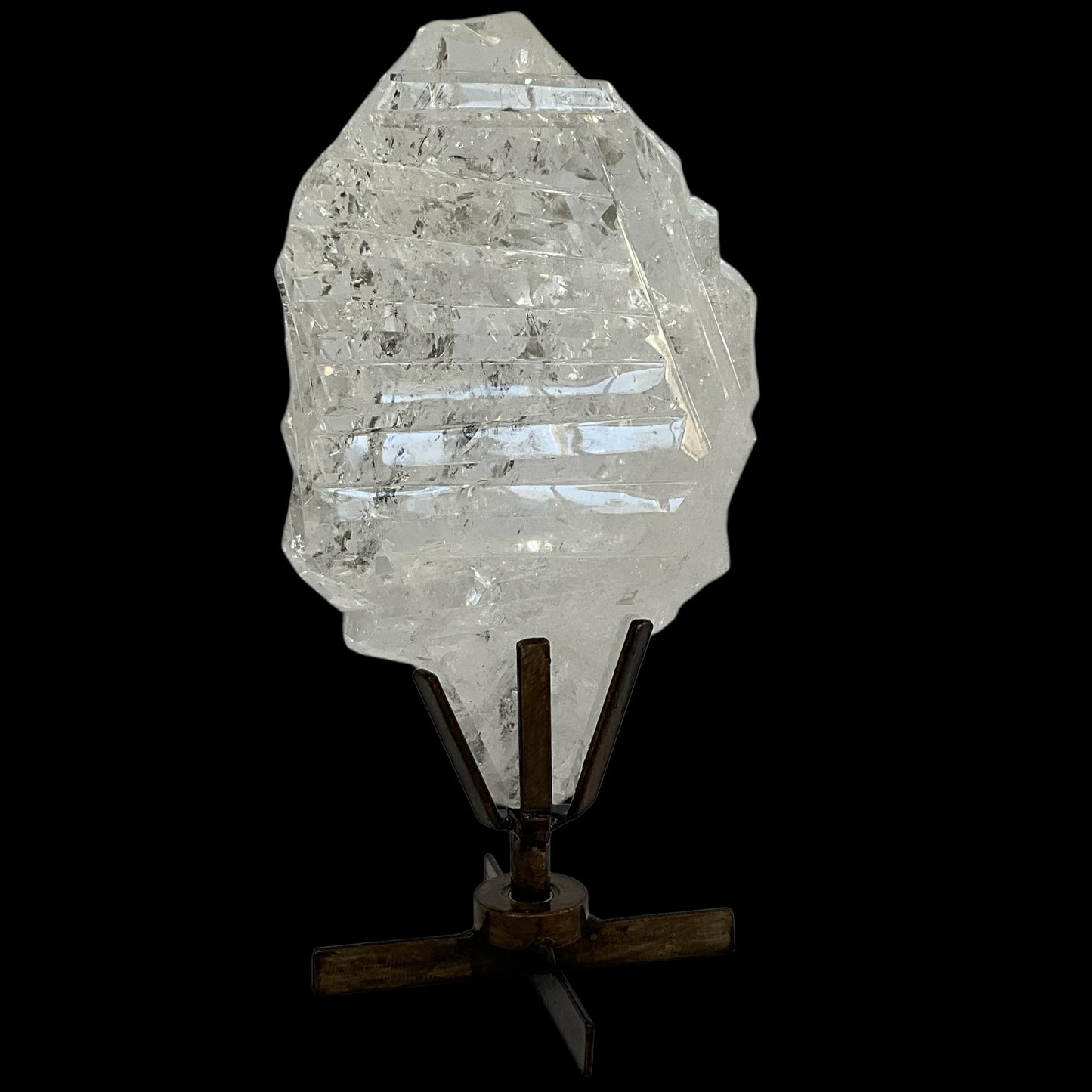 Large Polished Quartz Crystal on Spinning Stand