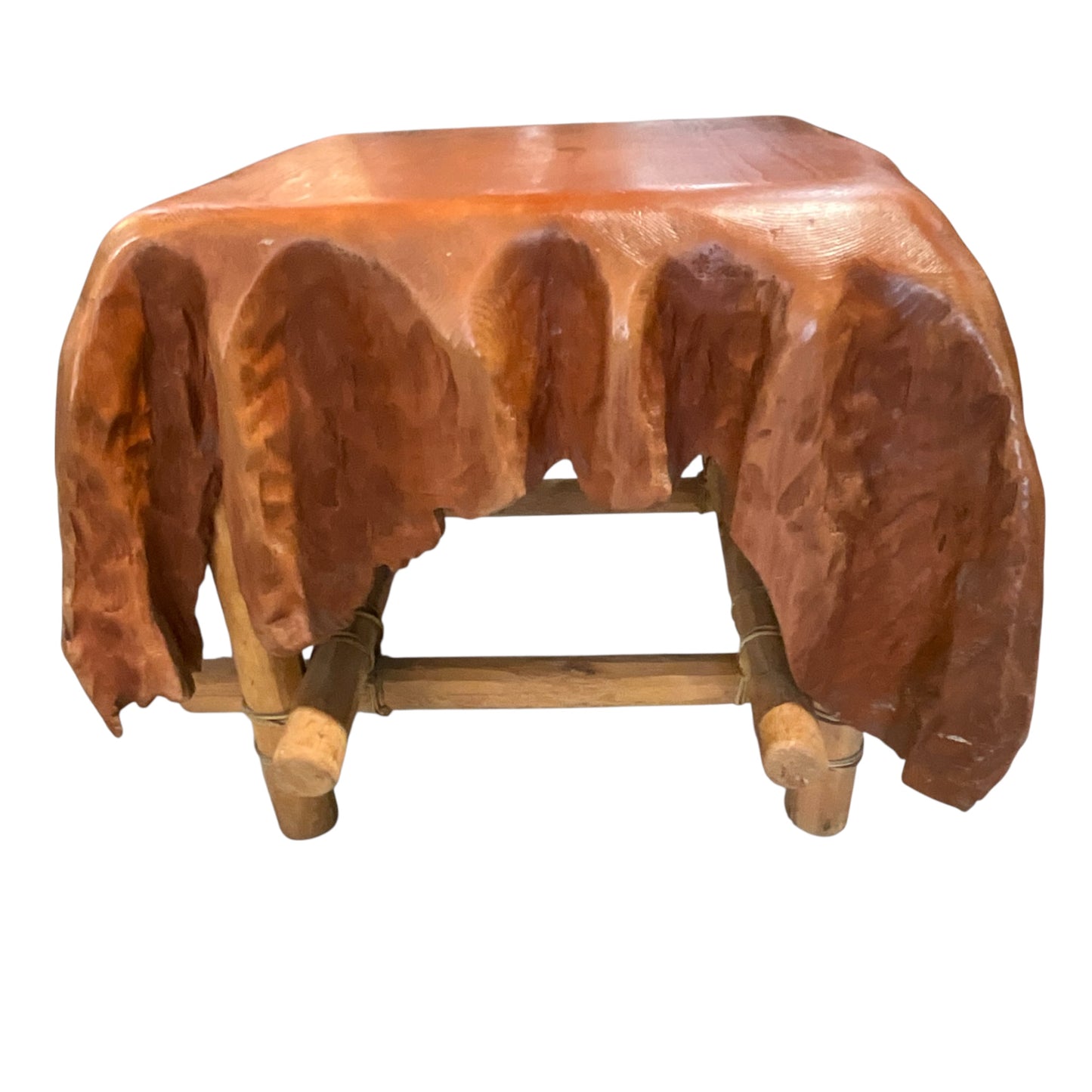 Pair of Abstract Draped Wood Side Tables