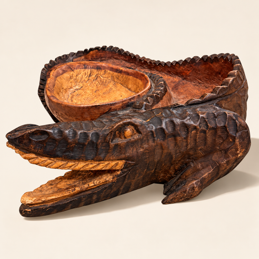 Hand Carved Alligator Bowl