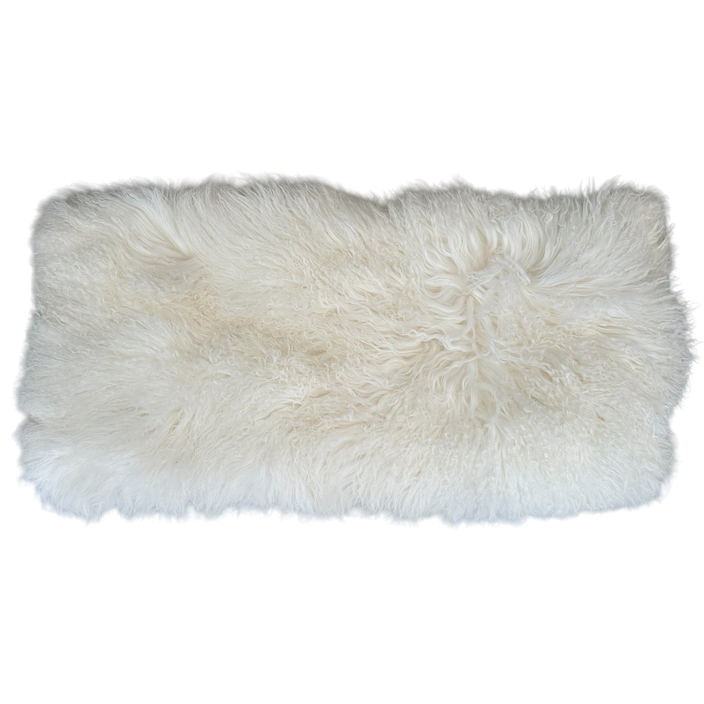 White Mongolian Fur Bench with Brass Legs