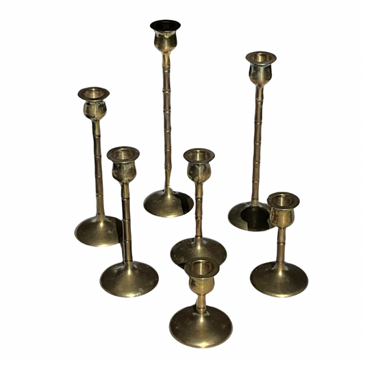 Set of 7 Brass Candle Sticks