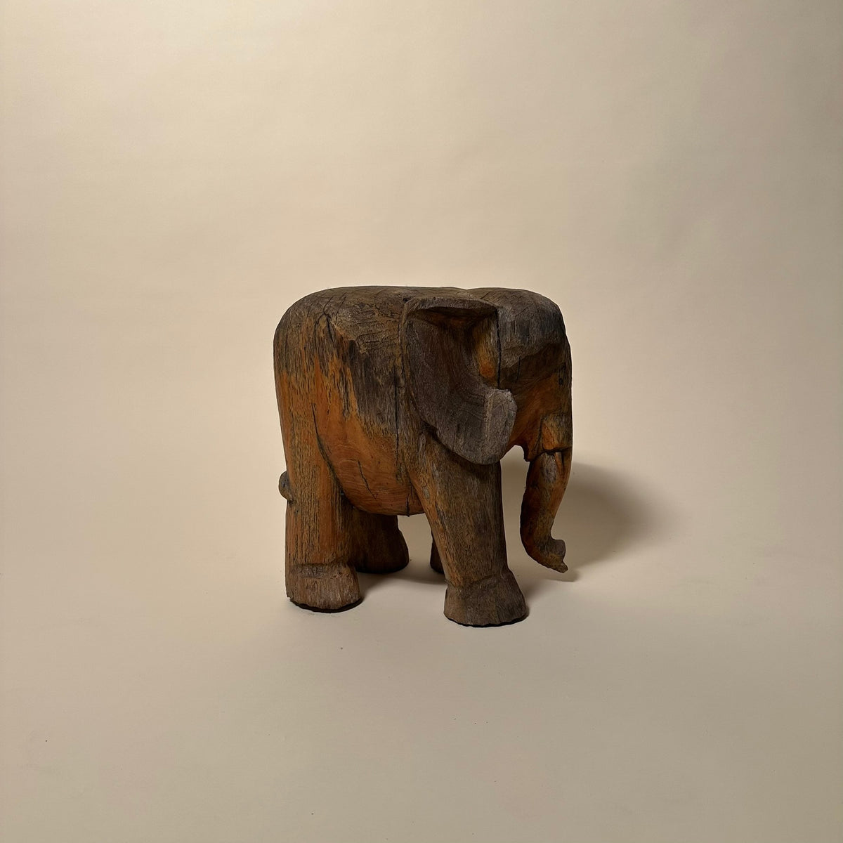Vintage Carved Elephant Stool