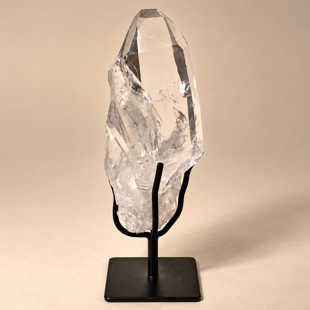 Quartz Crystal Generator Cluster on Metal Stand
