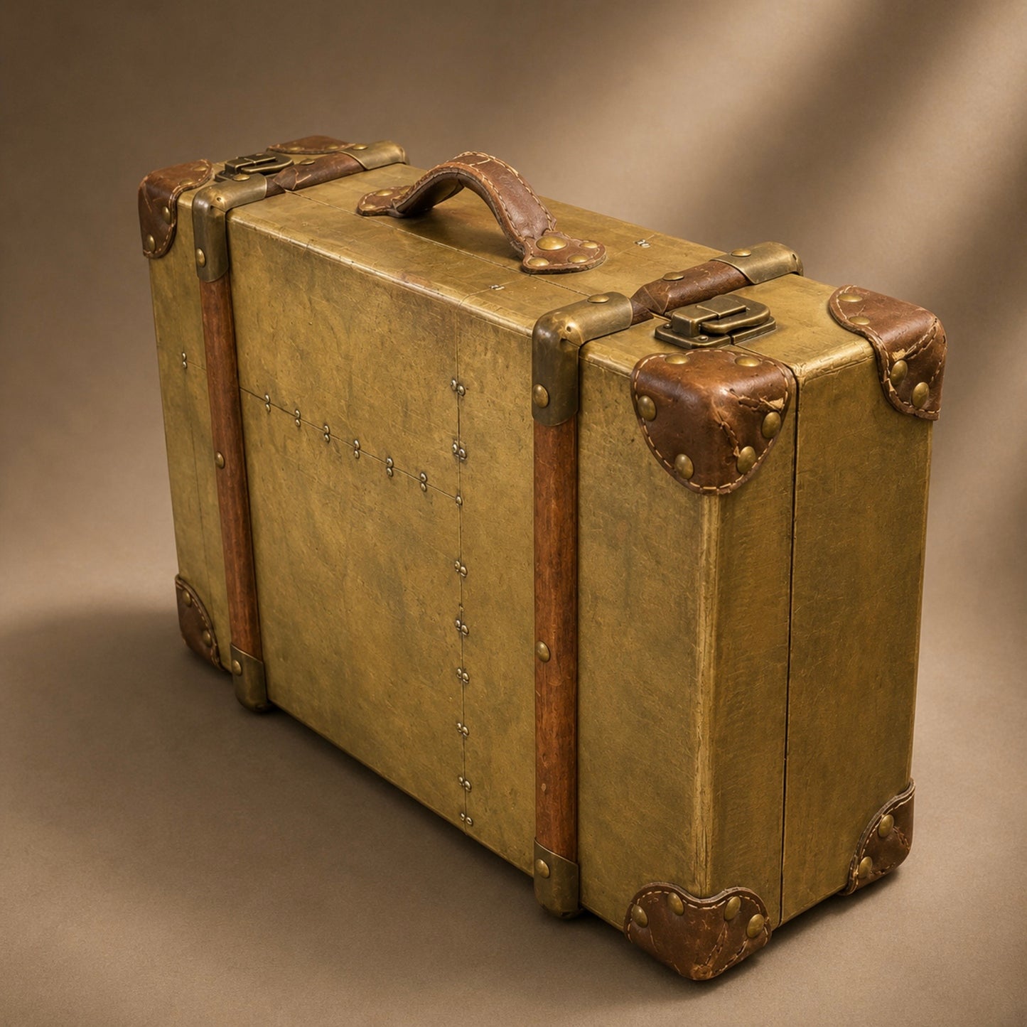 Vintage Briefcase with Leather & Wood Accents