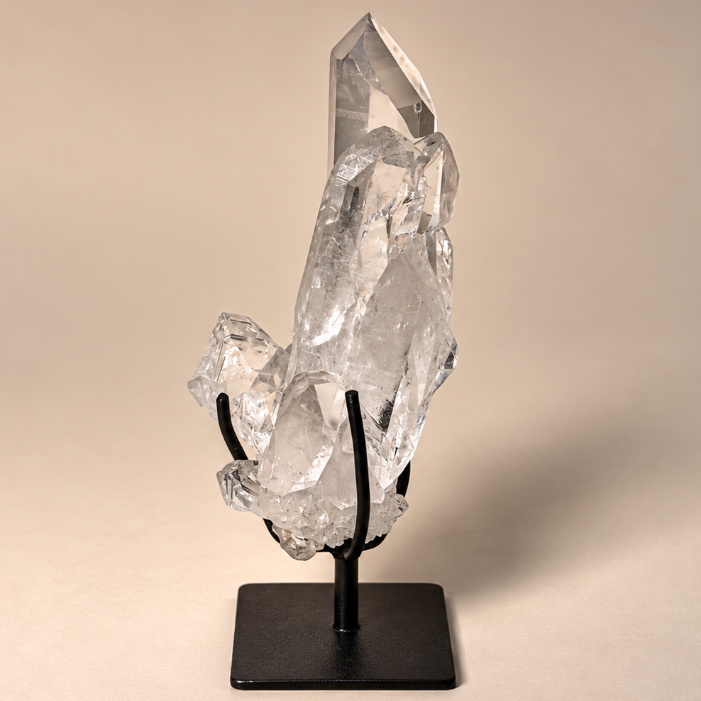 Quartz Crystal Generator Cluster on Metal Stand